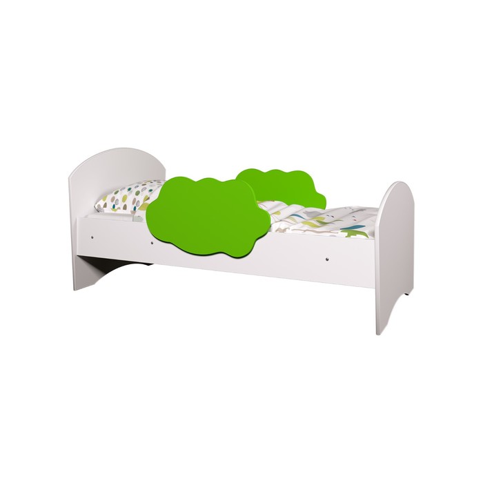 Кровать с бортиками «Тучка», 1400×600 мм, цвет белый / зелёный - фото 1909195393