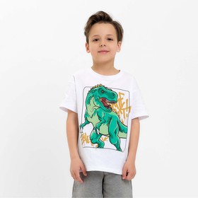 Футболка детская KAFTAN "Динозавр", р. 30 (98-104 см), белый