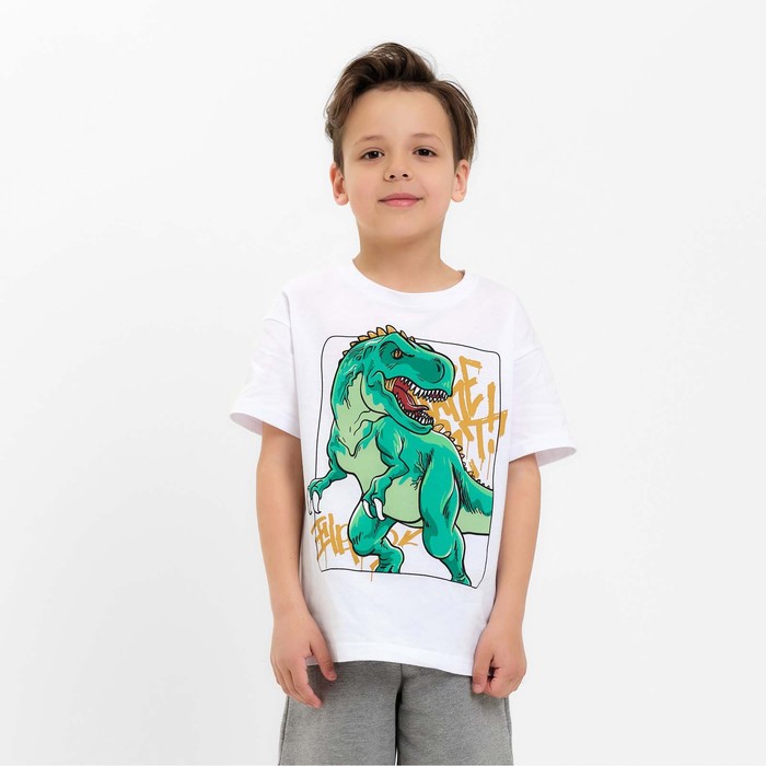 Футболка детская KAFTAN "Динозавр", р. 36 (134-140 см), белый