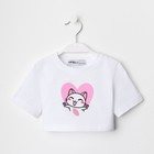 Футболка детская укороченная KAFTAN "Котик", р. 30 (98-104 см), белый - фото 24648115