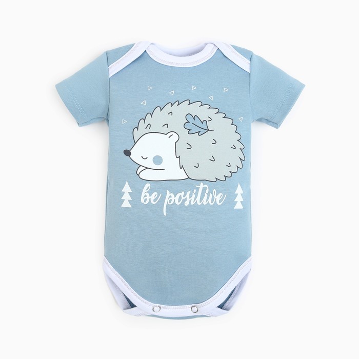 Боди детский, цвет серо-голубой, ёжик, рост 74 см - Фото 1