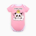 Боди детский, цвет розовый, панда, рост 68 см - фото 10543969