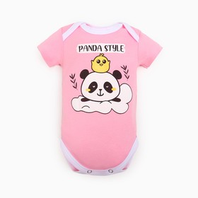 Боди детский, цвет розовый, панда, рост 68 см