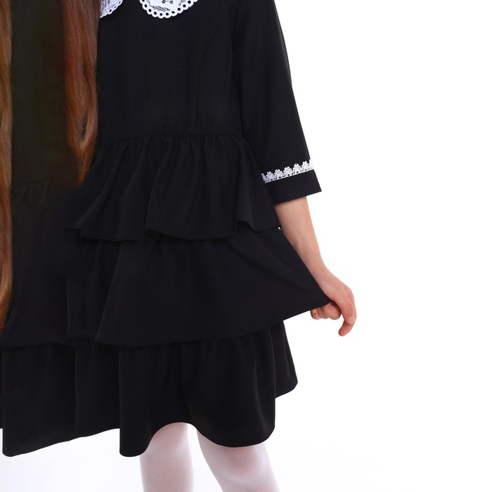 Платье школьное для девочек, цвет чёрный, рост 122 см