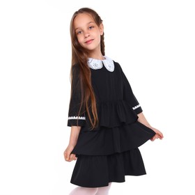 Платье школьное для девочек, цвет чёрный, рост 128 см