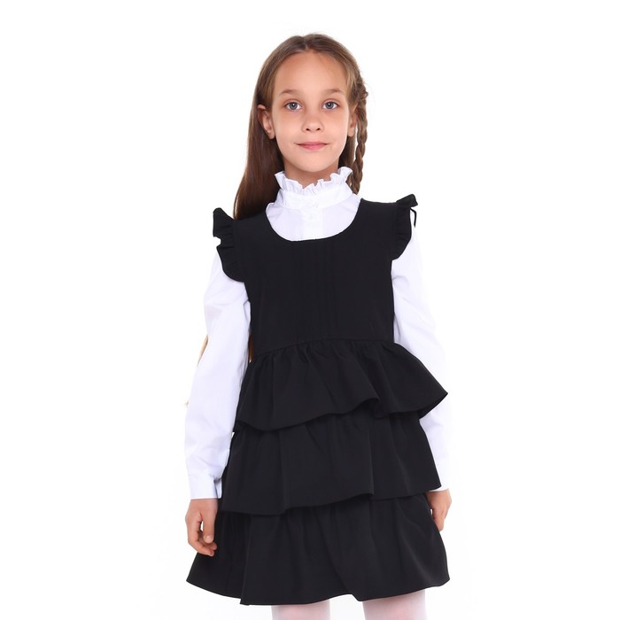Сарафан школьный для девочек , цвет чёрный, рост 128 см