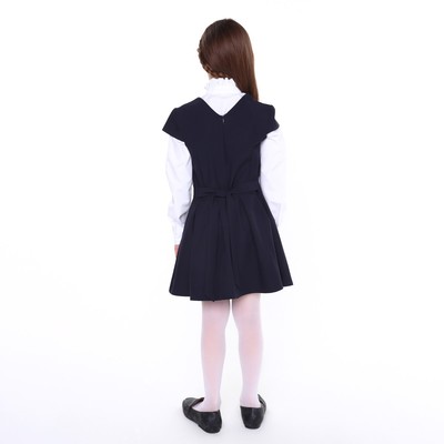 Сарафан школьный для девочек, тёмно-синий, рост 134 см