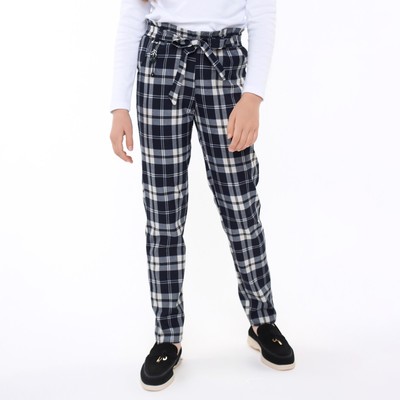 Брюки школьные для девочек, тёмно-синие, рост 164 см