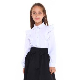 Блузка школьная для девочек, цвет белый, рост 122 см