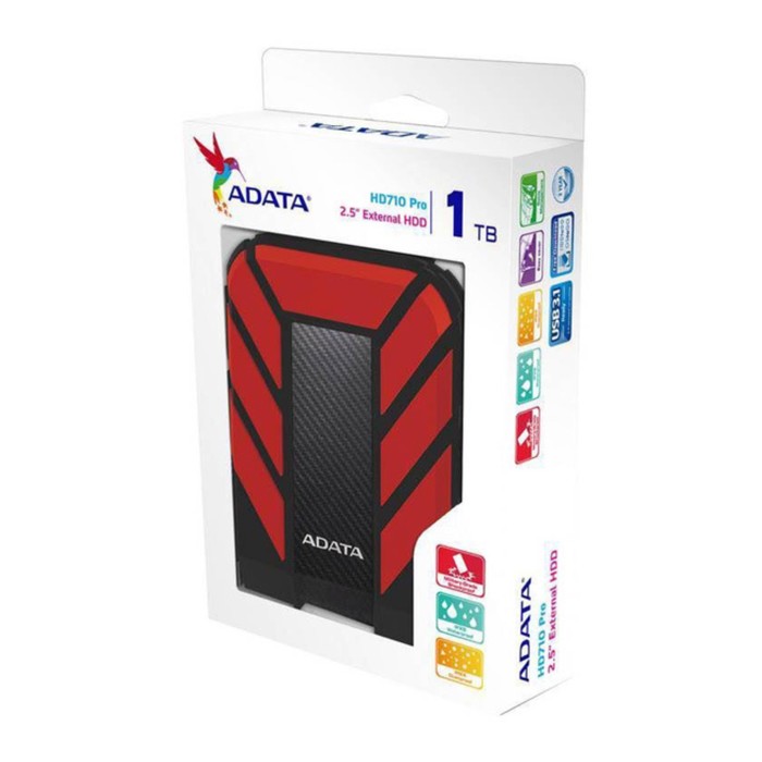 Внешний жесткий диск A-Data AHD710P-1TU31-CRD HD710Pro, 1 Тб, USB 3.0, 2.5", красный - фото 51311711