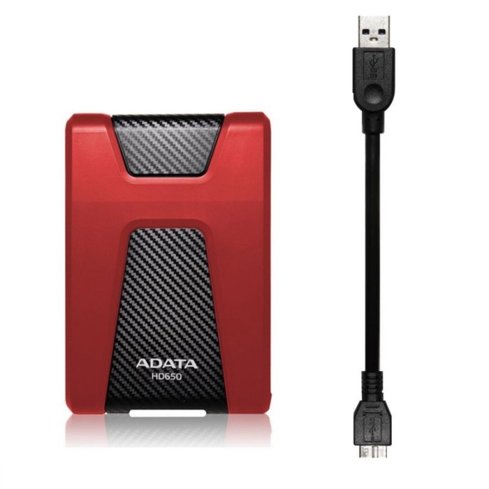 Внешний жесткий диск A-Data AHD650-1TU31-CRD HD650, 1 Тб, USB 3.0, 2.5", красный - фото 51311713