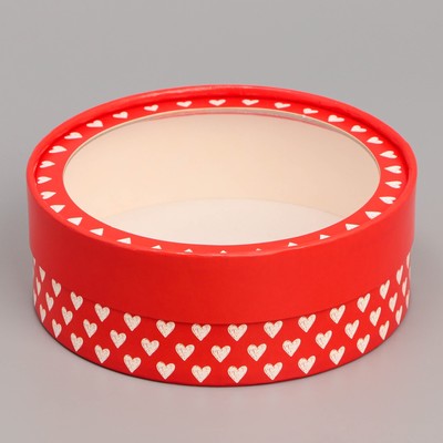 Коробка для макарун, кондитерская упаковка тубус с окном Love 16×16×5 см