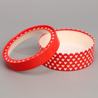 Коробка для макарун, кондитерская упаковка тубус с окном Love 16×16×5 см