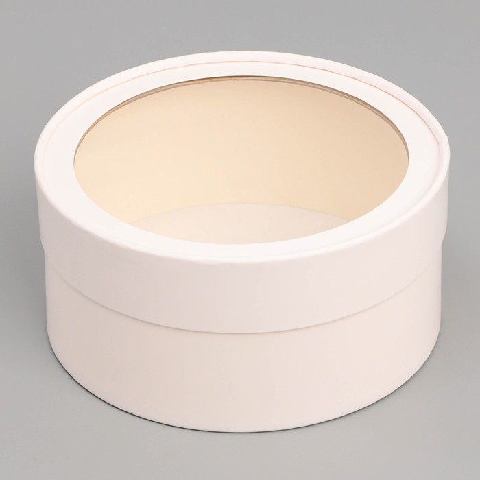 Коробка для макарун, кондитерская упаковка тубус с окном «Белый», 16 х 16 х 7 см - Фото 1