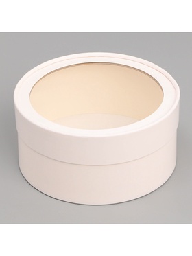 Коробка для макарун, кондитерская упаковка тубус с окном «Белый», 16 х 16 х 7 см