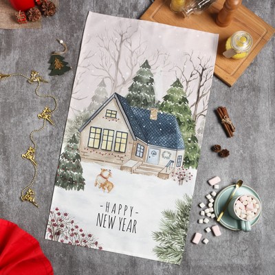 Полотенце Этель "Домик в лесу" 40х73 см, 100% хлопок, саржа 190 г/м2