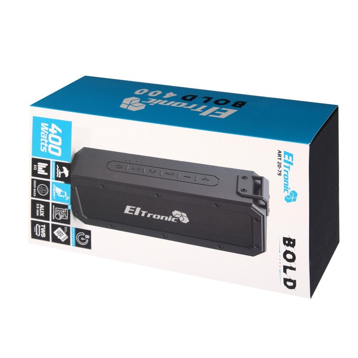 Портативная колонка ELTRONIC BOLD, 40 Вт, 6600 мАч, microSD, BT, AUX, TWS, IPX7 - фото 51327990