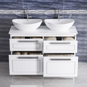 

Тумба "Нептун-120" 2 ящика, напольная со столешницей с раковинами "Гамма 56" - 2 штуки