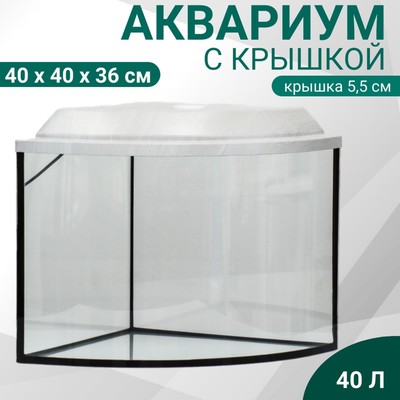 Аквариум «Сектор» угловой с крышкой, 40 л, 40×40×36/41.5 см, беленый дуб