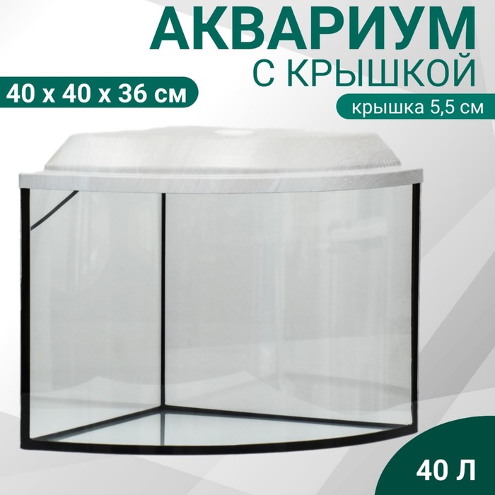 Аквариум «Сектор» угловой с крышкой, 40 л, 40×40×36/41.5 см, беленый дуб - Фото 1