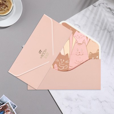 Конверт для денег "От всех нас!" коричневый, бархат, тиснение, 19х9 см