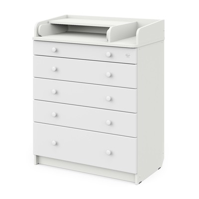 Комод пеленальный детский Maks, 80×47×101 см, 5 ящика, премиум МДФ/ЛДСП со структурой дерева, шариковые направляющие, белый