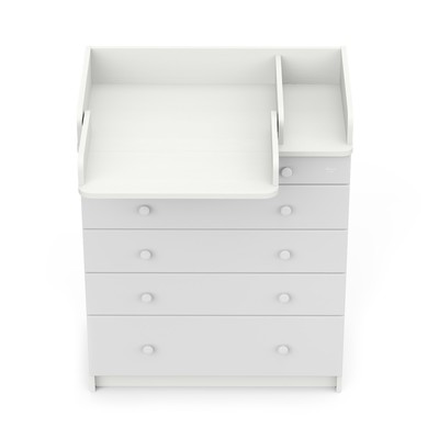 Комод пеленальный детский Maks, 80×47×101 см, 5 ящика, премиум МДФ/ЛДСП со структурой дерева, шариковые направляющие, белый