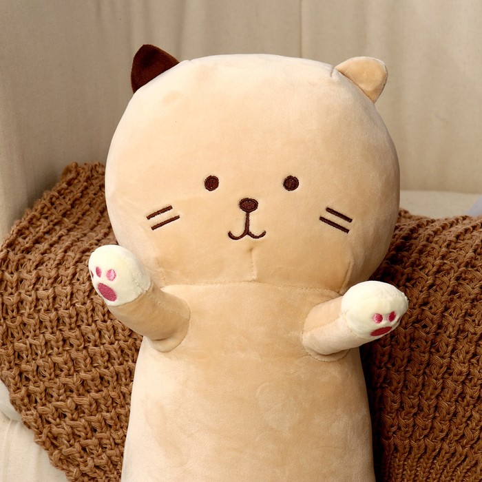 Мягкая игрушка-подушка «Котик-полосатик», 65 см, цвет бежевый - фото 1907733947