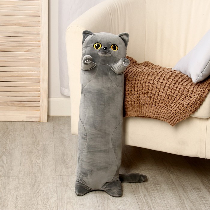Мягкая игрушка-подушка «Кот», 70 см, цвет серый - фото 1907733959