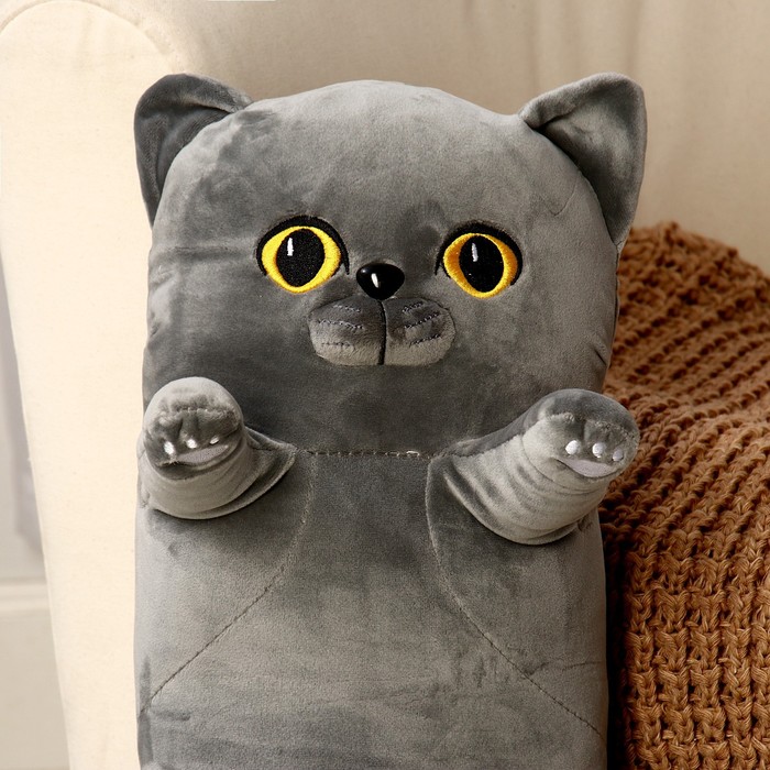 Мягкая игрушка-подушка «Кот», 70 см, цвет серый - фото 1907733960