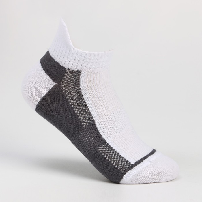 Носки мужские спортивные, цвет белый/серый, размер 25 - Фото 1