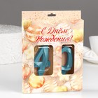 Свеча в торт юбилейная «Грань» (набор 2 в 1), цифра 40, голубой металлик, 6.5 см - Фото 2