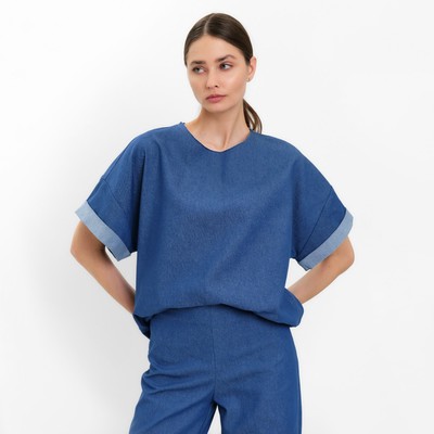 Футболка оверсайз женская MINAKU: Jeans Collection, электрик, размер 48