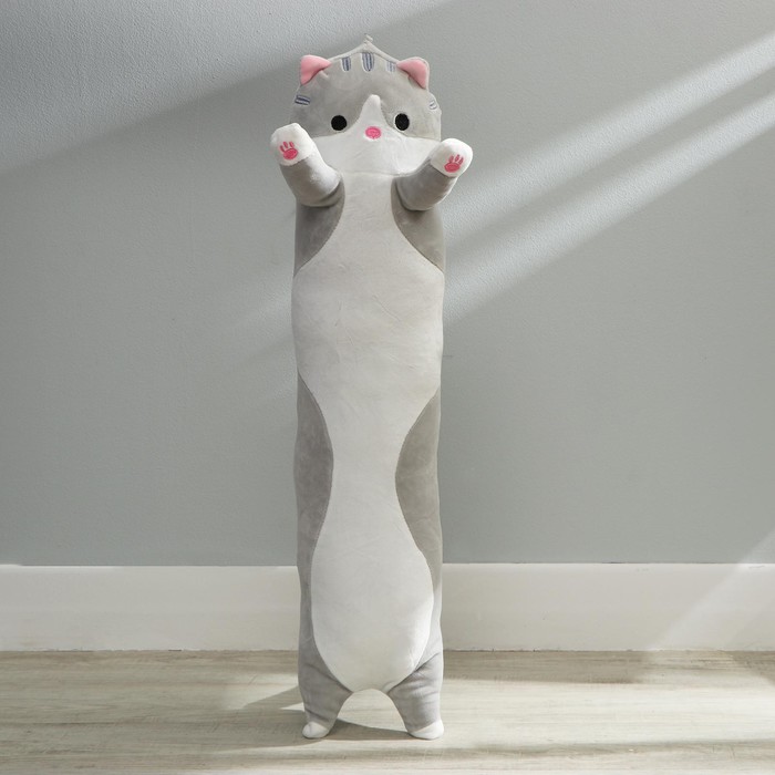 Мягкая игрушка-подушка «Кот», 110 см, цвет серый - фото 1907734045