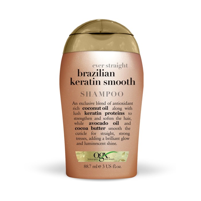 Шампунь разглаживающий OGX «Бразильский кератин», для укрепления волос, 88,7 мл - Фото 1