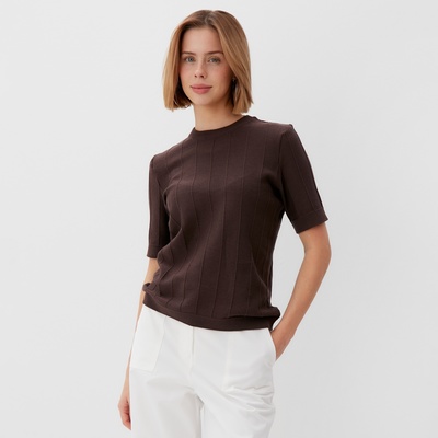 Футболка женская MINAKU: Knitwear collection, шоколадная, размер 52