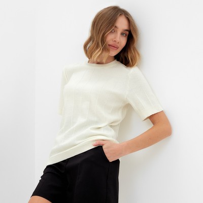 Футболка женская MINAKU: Knitwear collection, цвет экрю, размер 42
