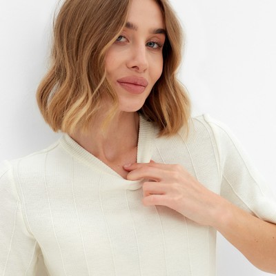 Футболка женская MINAKU: Knitwear collection, цвет экрю, размер 44