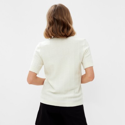 Футболка женская MINAKU: Knitwear collection, цвет экрю, размер 46
