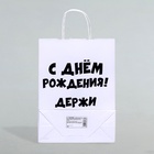Пакет подарочный с приколами, крафт «Держи подарок», белый, 24×14×28 см - Фото 3