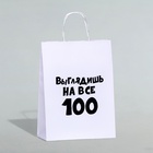 Пакет подарочный «Выглядишь на все 100», 24 х 10,5 х 32 см, 1 шт - фото 319517233