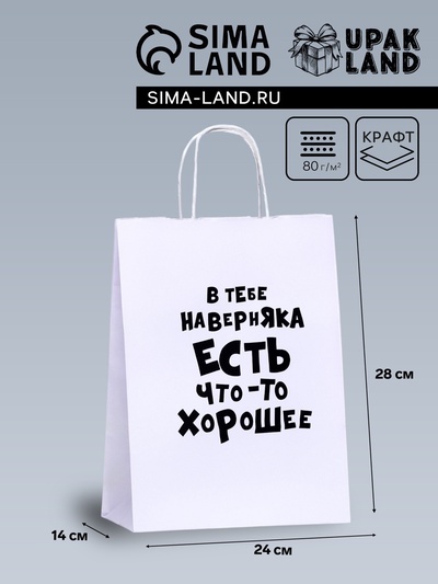 Пакет подарочный «В тебе наверняка есть что - то хорошее», 24×14×28 см, 1 шт.