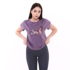 Комплект женский (футболка/бриджи), цвет фиолетовый/серый, размер 46 - Фото 3