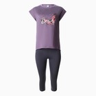 Комплект женский (футболка/бриджи), цвет фиолетовый/серый, размер 46 - Фото 7