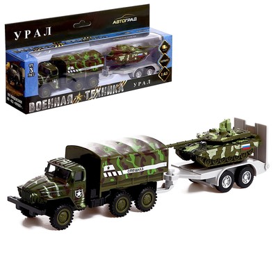 УЦЕНКА Грузовик металлический «УРАЛ «Армия с прицепом», масштаб 1:43, МИКС