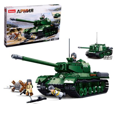 УЦЕНКА Конструктор Армия ВОВ «Советский танк», 2 варианта сборки ИС-2 и ИСУ-152, 845 деталей