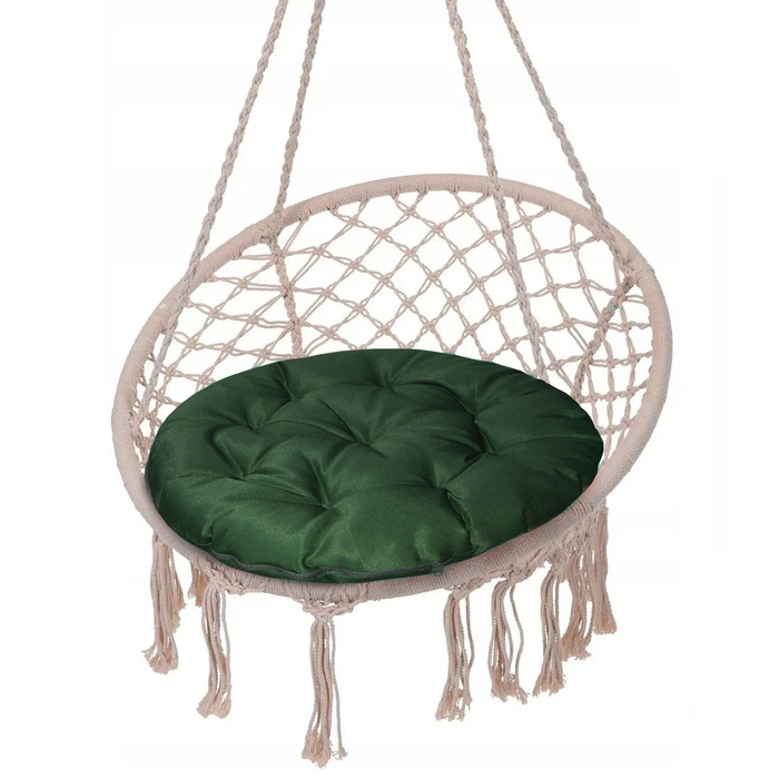 Подушка круглая на кресло непромокаемая, размер D60 см, цвет тёмно-зелёный, файберфлекс, грета 20%, полиэстер 80% - Фото 1