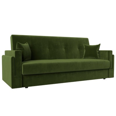 Прямой диван «Лига 015», механизм книжка, микровельвет, цвет зелёный
