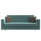 Прямой диван «Лига 016», механизм книжка, велюр, цвет бирюзовый / коричневый - Фото 2
