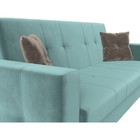 Прямой диван «Лига 016», механизм книжка, велюр, цвет бирюзовый / коричневый - Фото 4